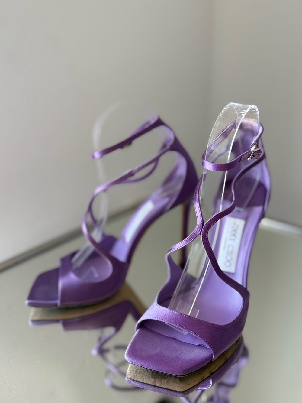 Like new JIMMY CHOO Azia 110 Wisteria Satin Sandals 37.5 - Picture 9 of 15